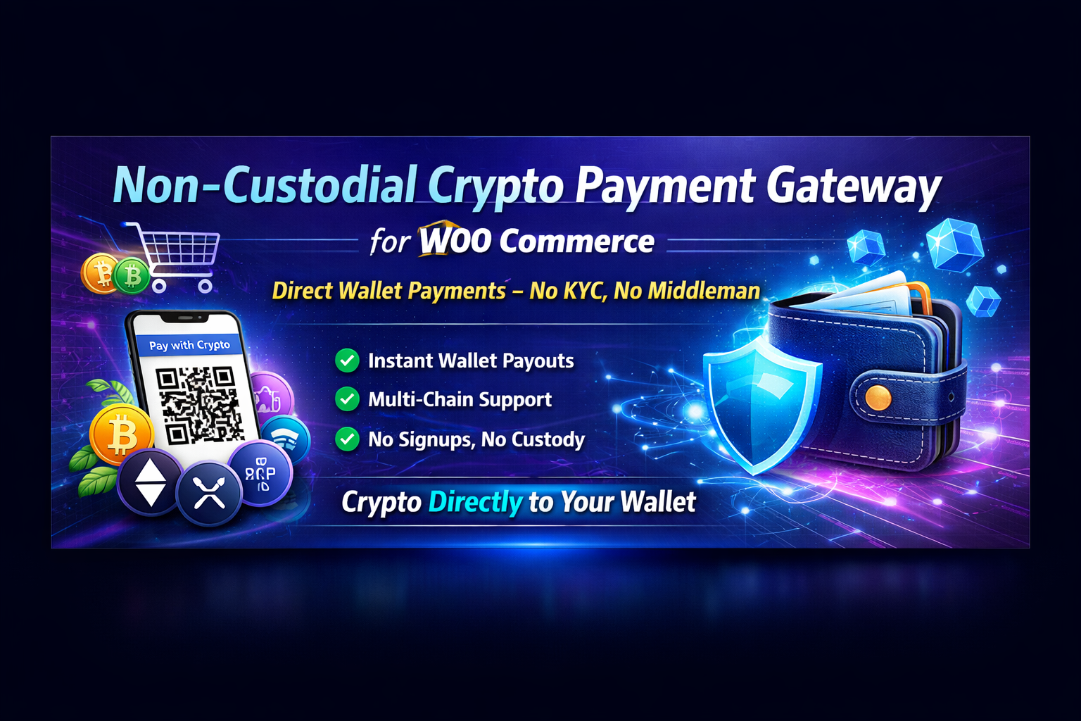 Non-Custodial Crypto Payment Gateway for WooCommerce – Accept BTC, ETH, USDT, XRP Payments