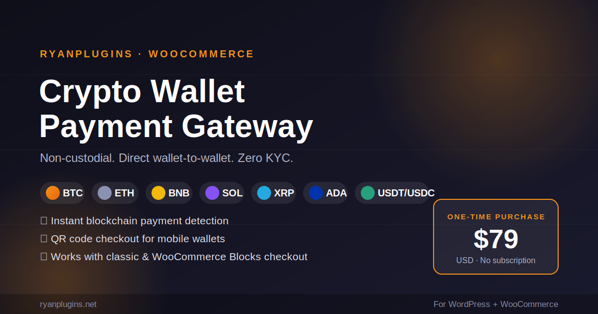 Non-Custodial Crypto Payment Gateway for WooCommerce