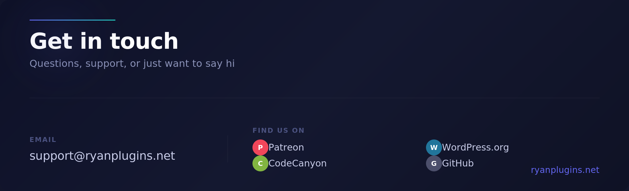 Contact Us — RyanPlugins Support & Community