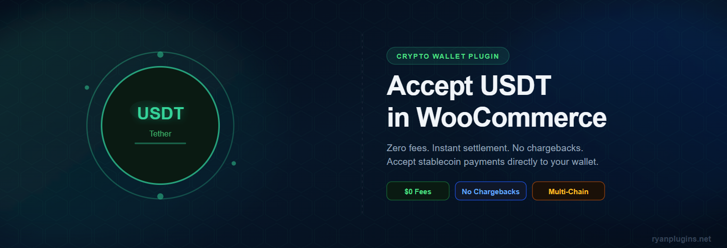 Accept USDT WooCommerce payments with Crypto Wallet Plugin by RyanPlugins