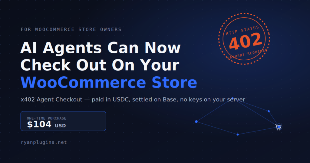 AI agent checkout for WooCommerce — AI agents paying in USDC on Base