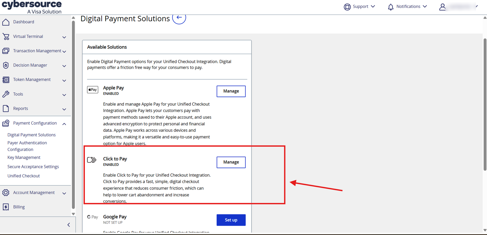Confirming payment options before continuing